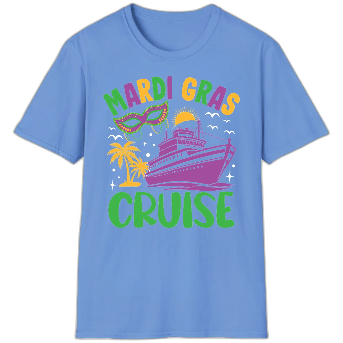 Mardi Gras Cruise T-Shirt in Carolina Blue