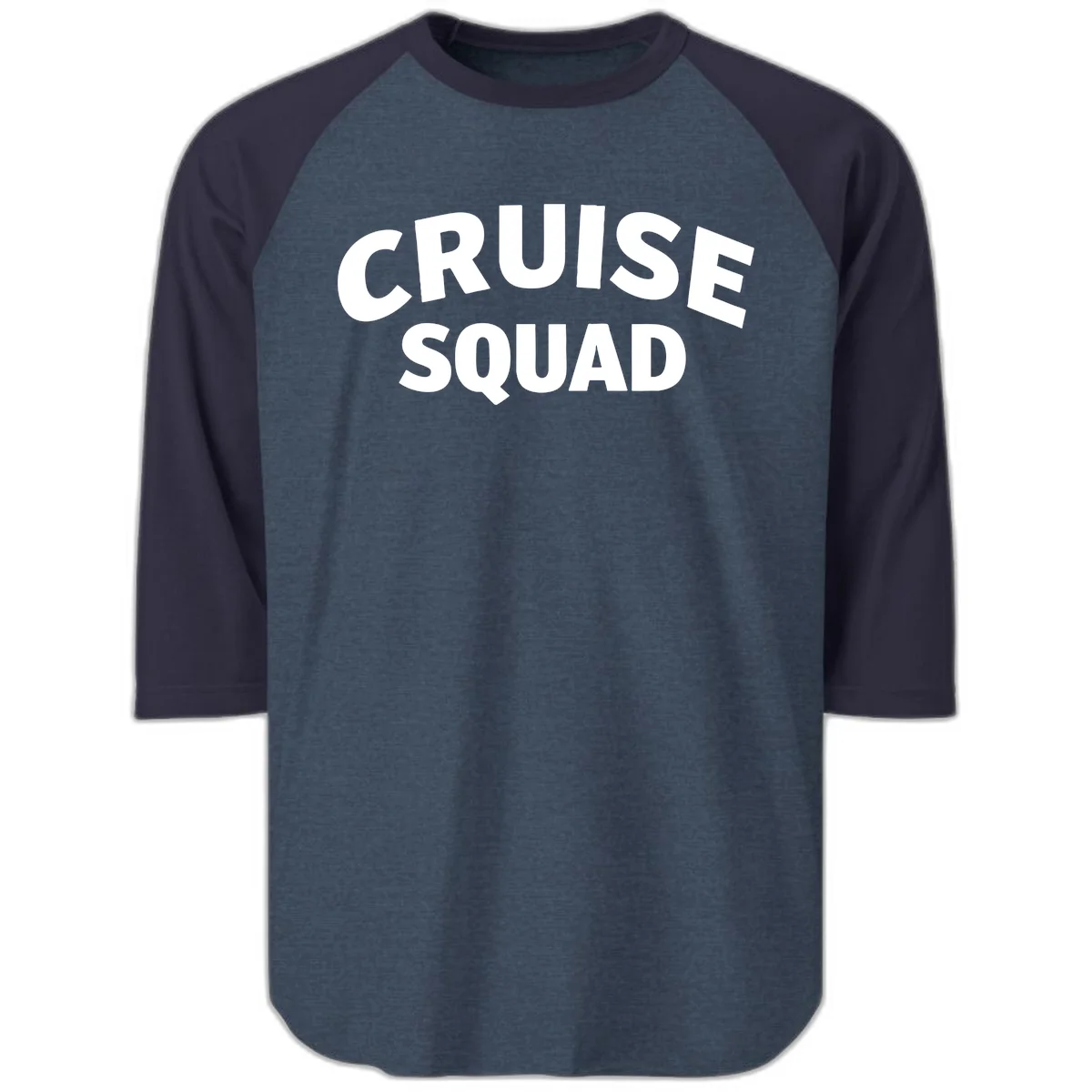 Cruise Squad Raglan 3/4 Sleeve Tee in Heather Denim Navy