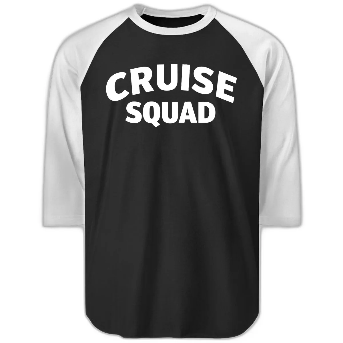 Cruise Squad Raglan 3/4 Sleeve Tee in Black White