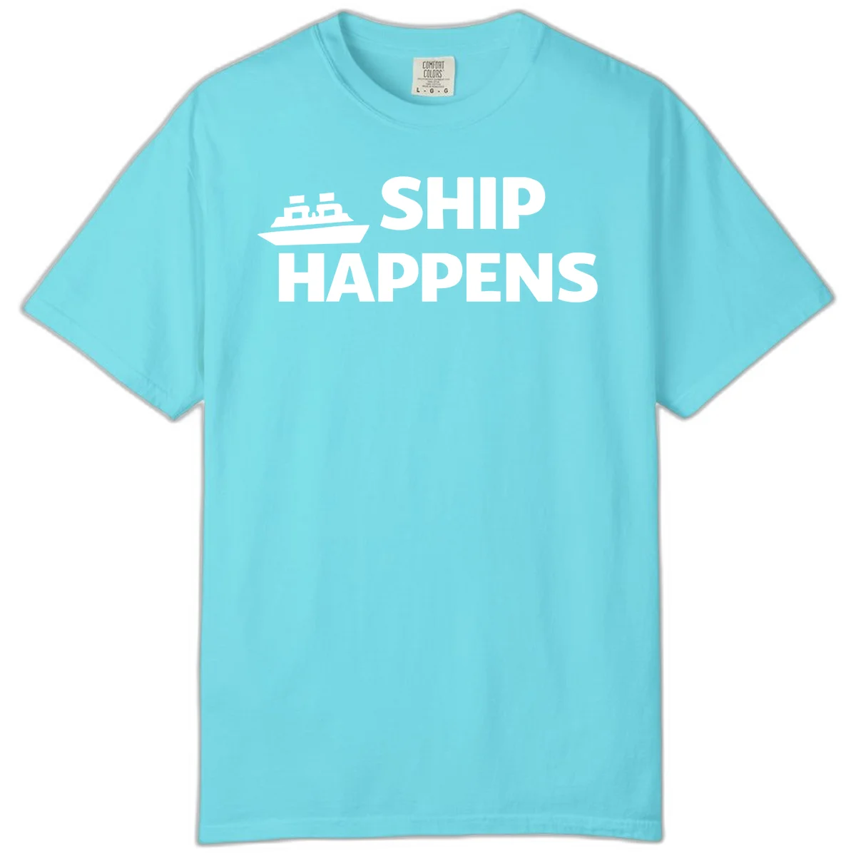 Ship Happens Cruise Comfort Color T-Shirt in Lagoon Blue