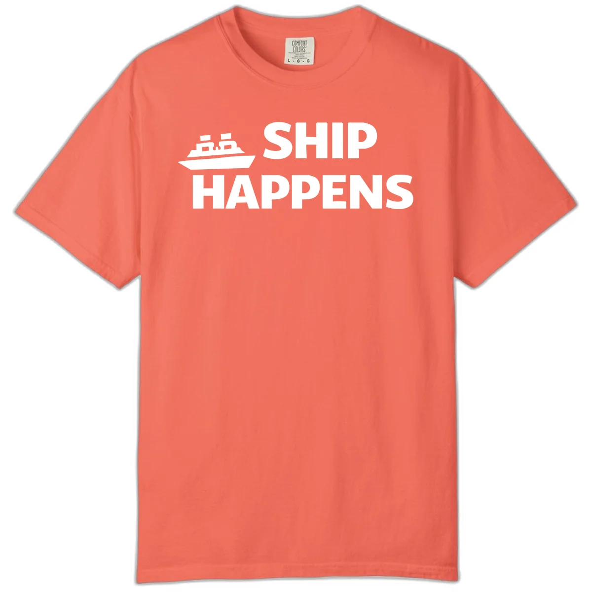 Ship Happens Cruise Comfort Color T-Shirt in Bright Salmon