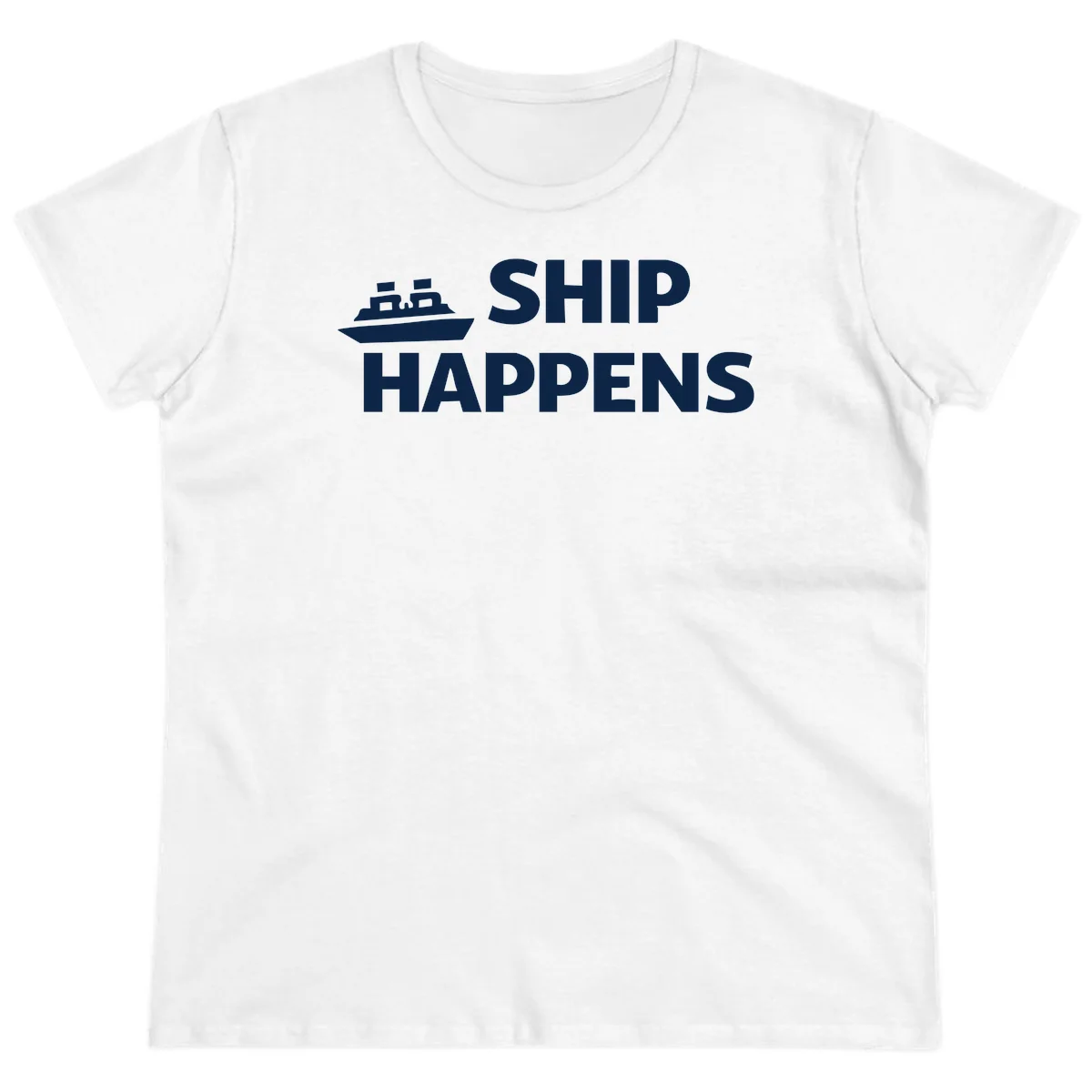 Ship Happens Cruise Nautical Ladies Tee in White