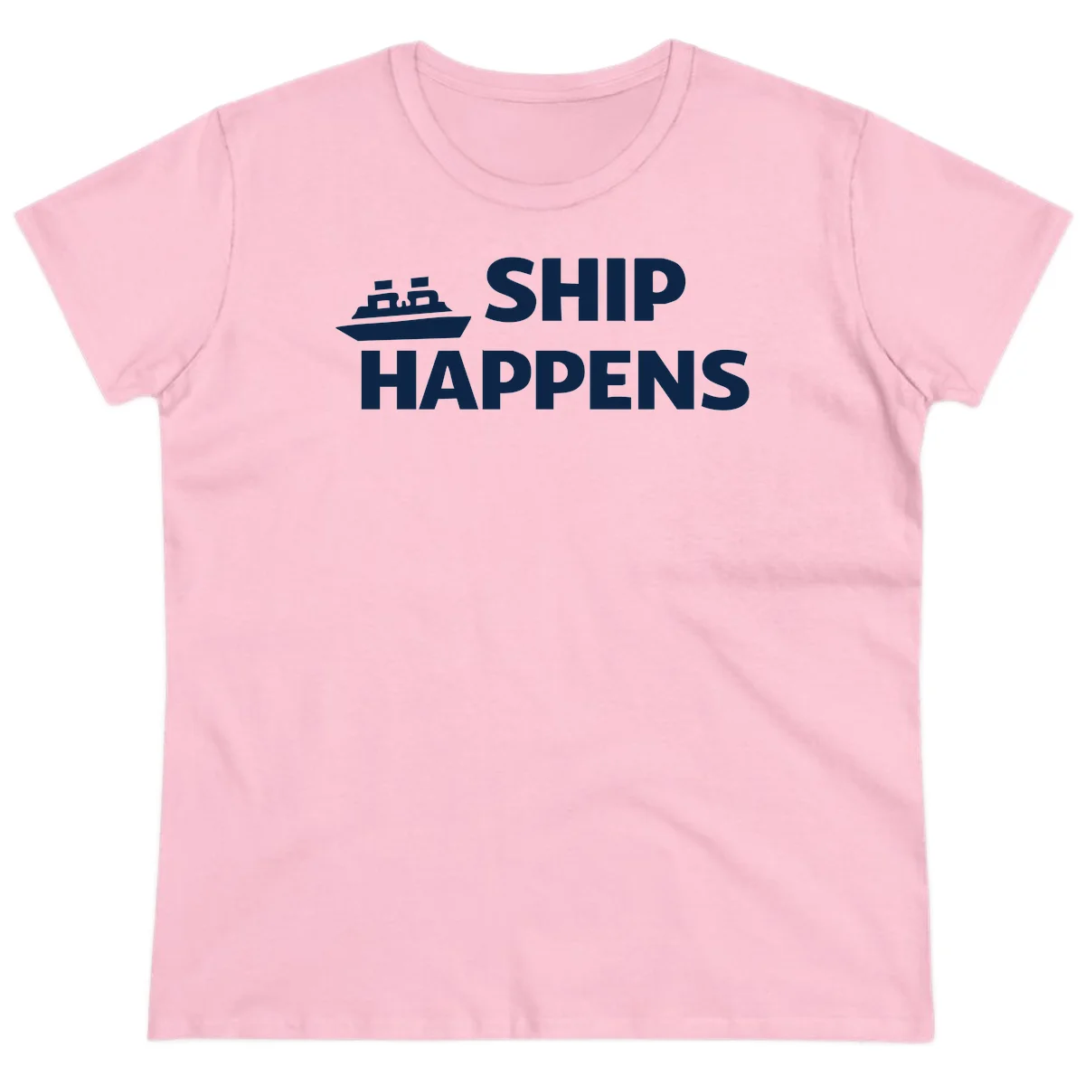 Ship Happens Cruise Nautical Ladies Tee in Light Pink