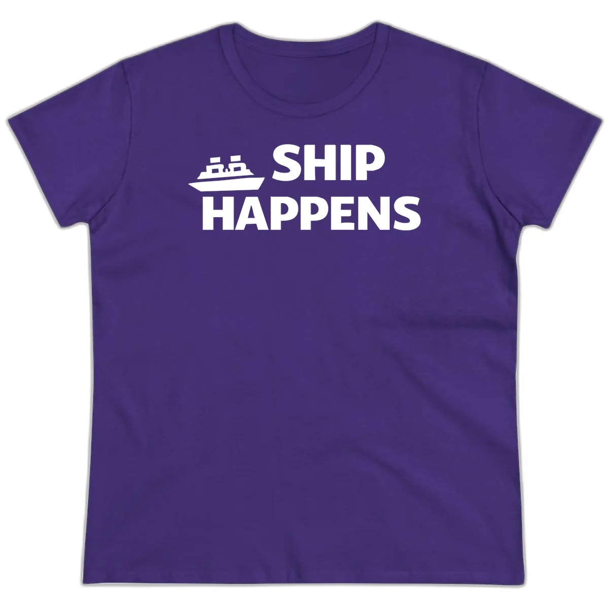 Ship Happens Cruise Nautical Ladies Tee in Purple