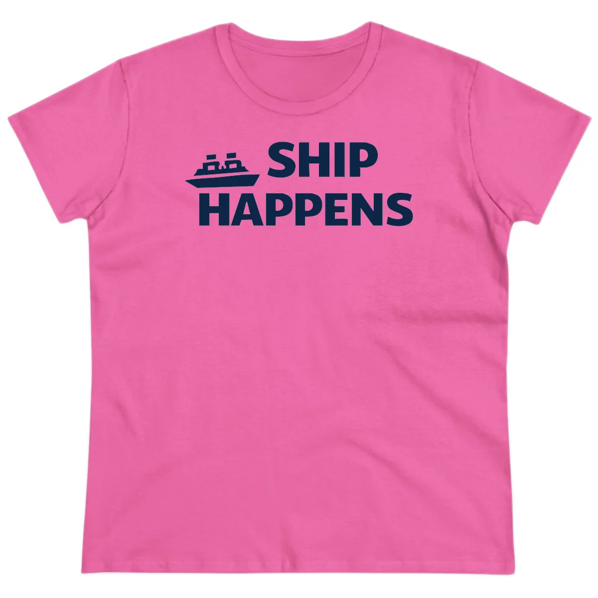 Ship Happens Cruise Nautical Ladies Tee in Azalea