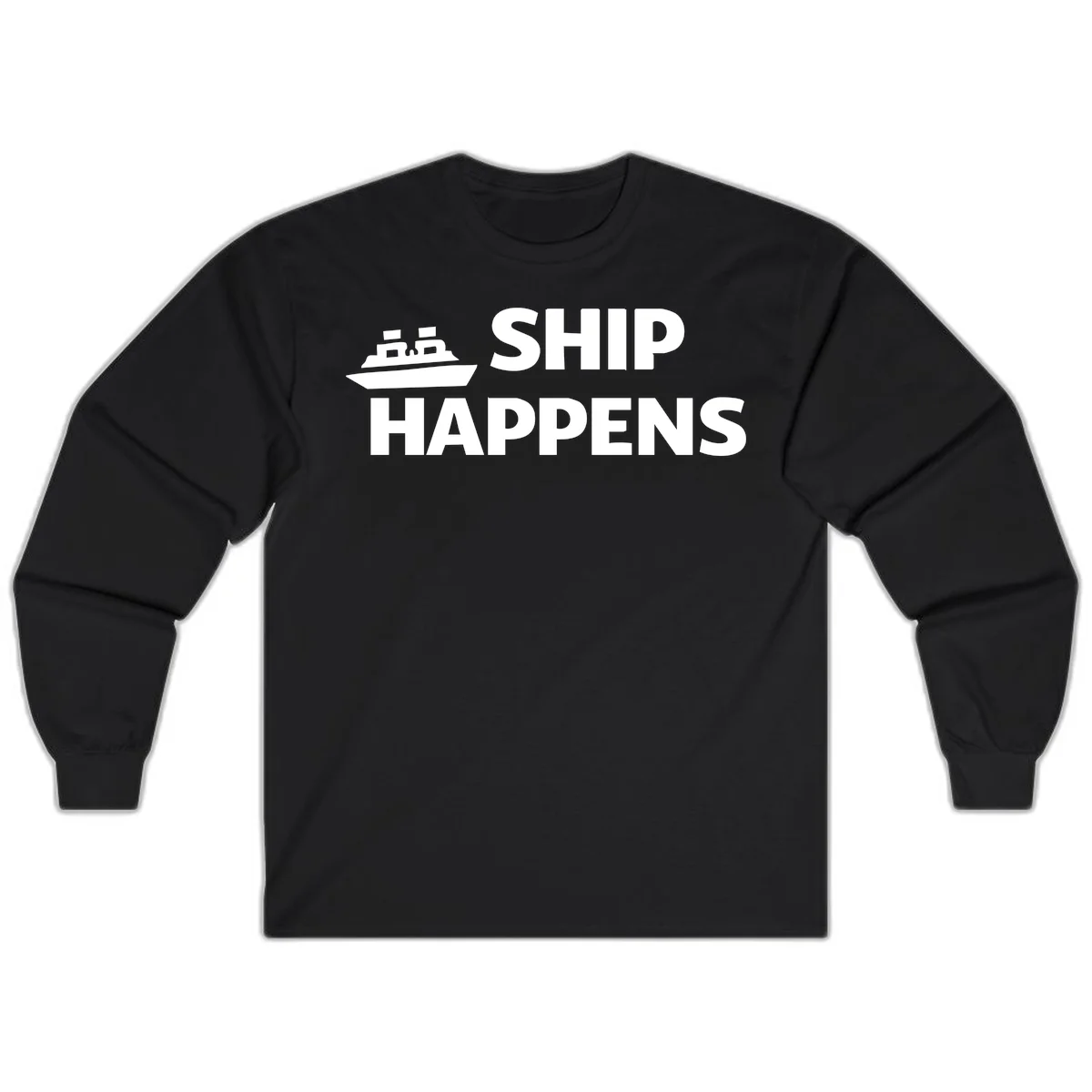 Ship Happens Cruise Long Sleeve Tee in Black