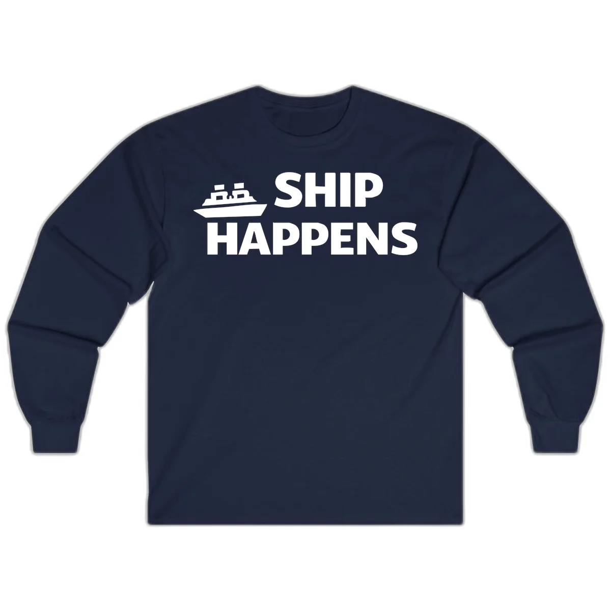 Ship Happens Cruise Long Sleeve Tee in Navy
