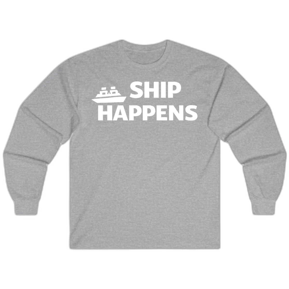 Ship Happens Cruise Long Sleeve Tee in Sport Grey