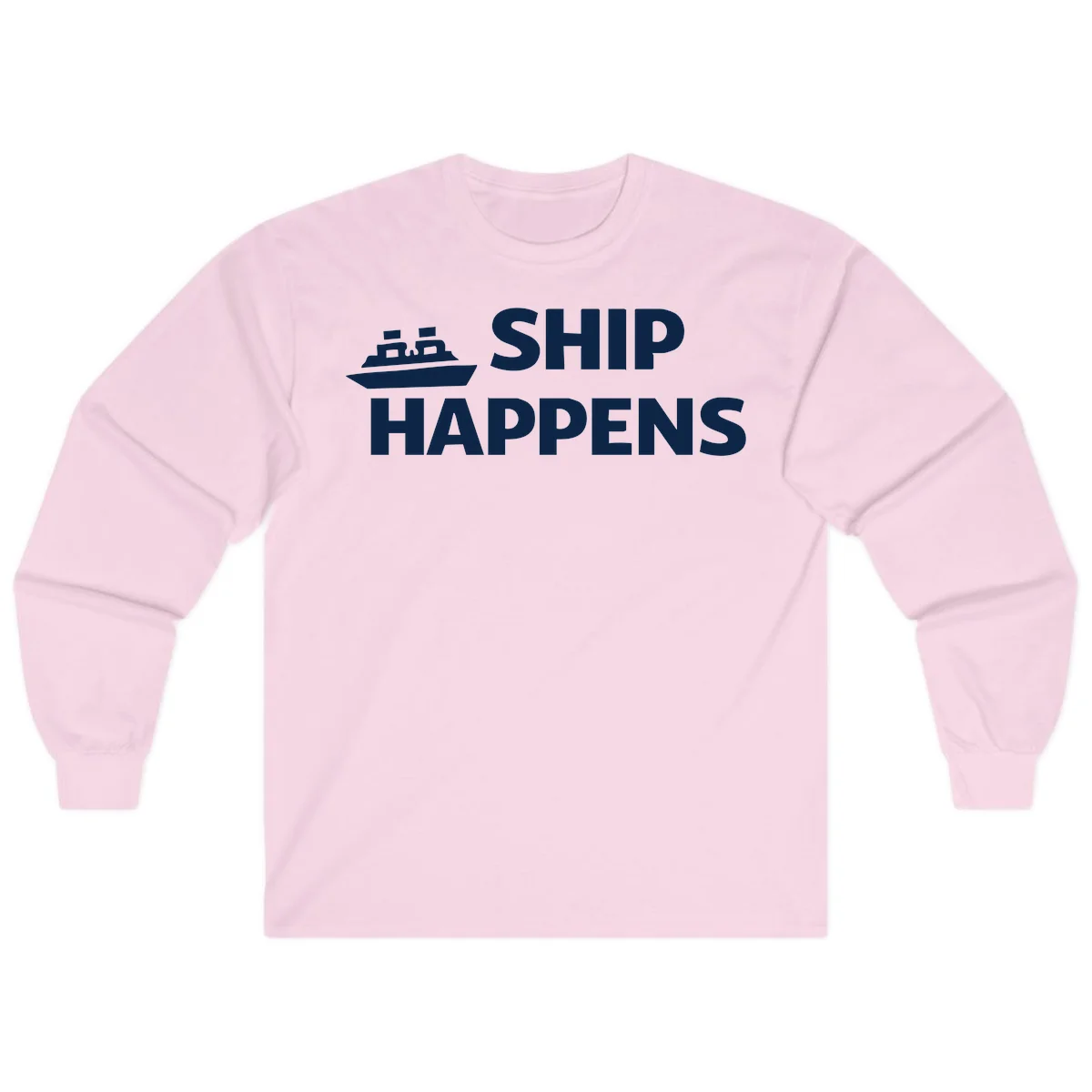 Ship Happens Cruise Long Sleeve Tee in Light Pink