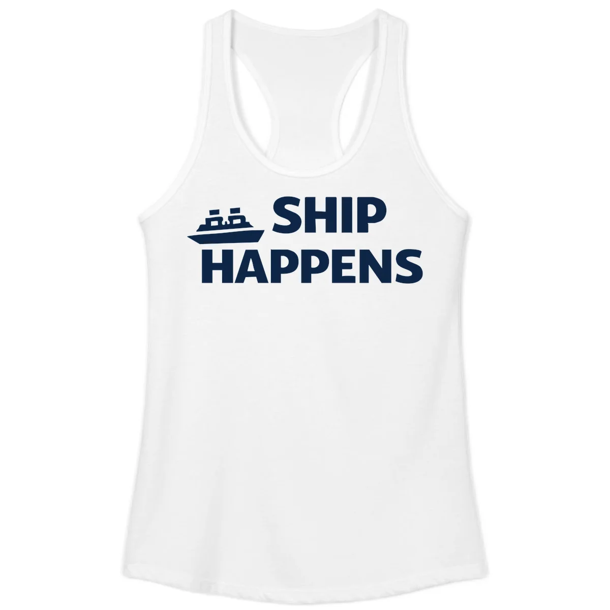 Ship Happens Cruise Ladies Tank in White