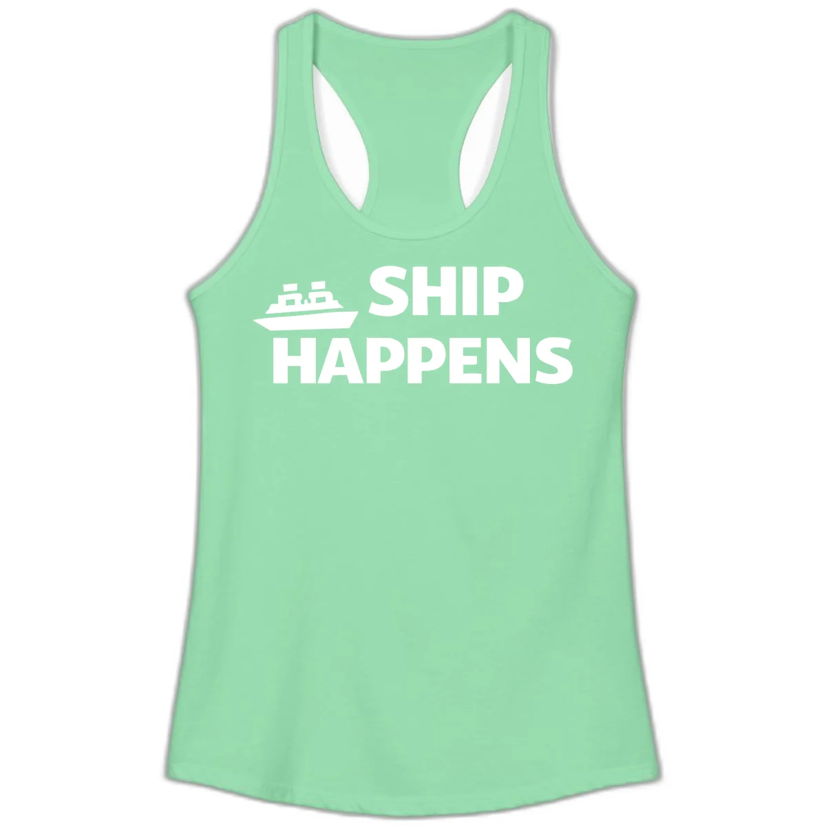 Ship Happens Cruise Ladies Tank in Solid Mint