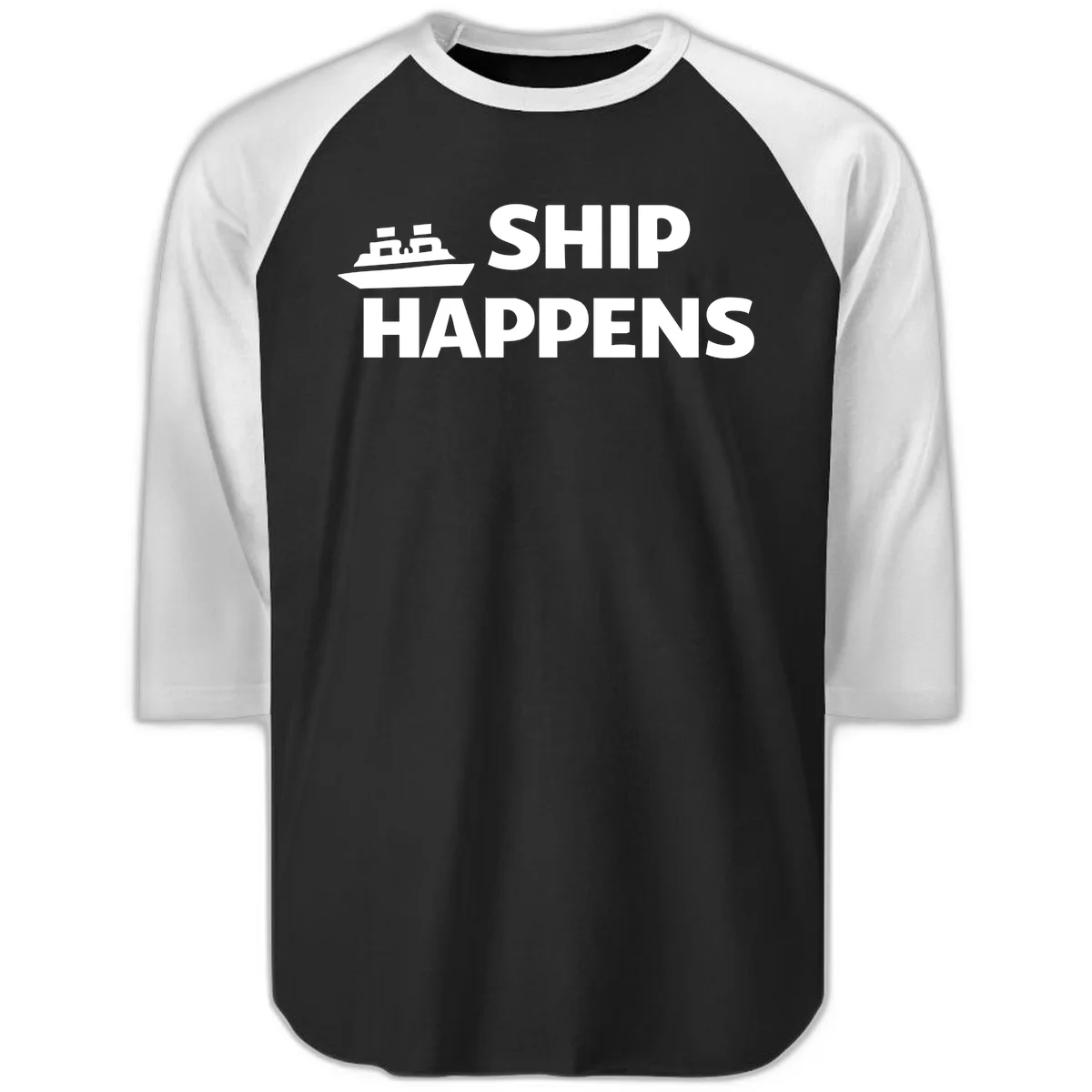Ship Happens Cruise Raglan 3/4 Tee in Black White