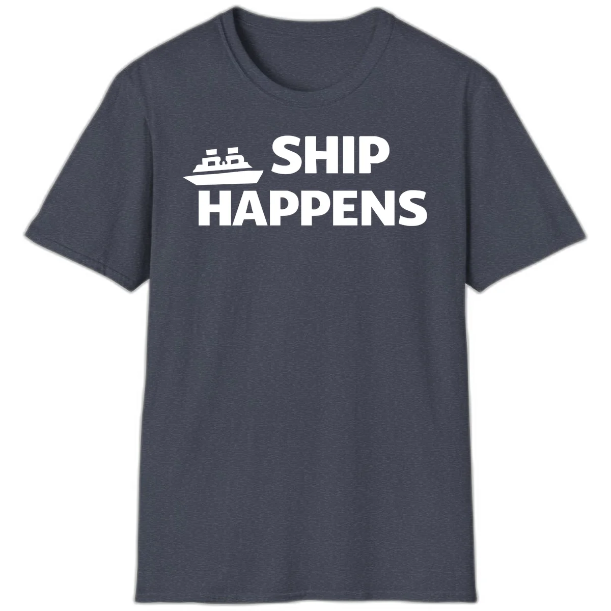 Ship Happens Cruise Nautical T-Shirt in Heather Navy
