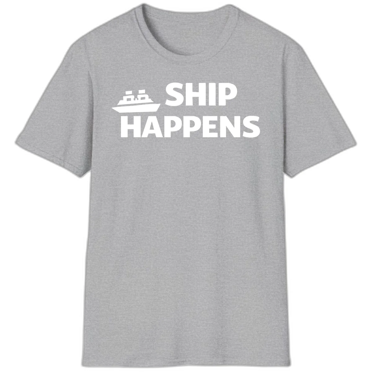 Ship Happens Cruise Nautical T-Shirt in Sport Grey