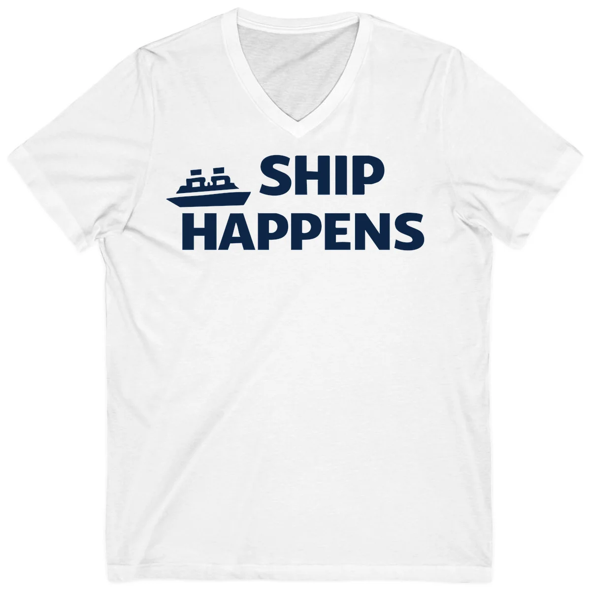 Ship Happens Cruise Nautical V-Neck in White