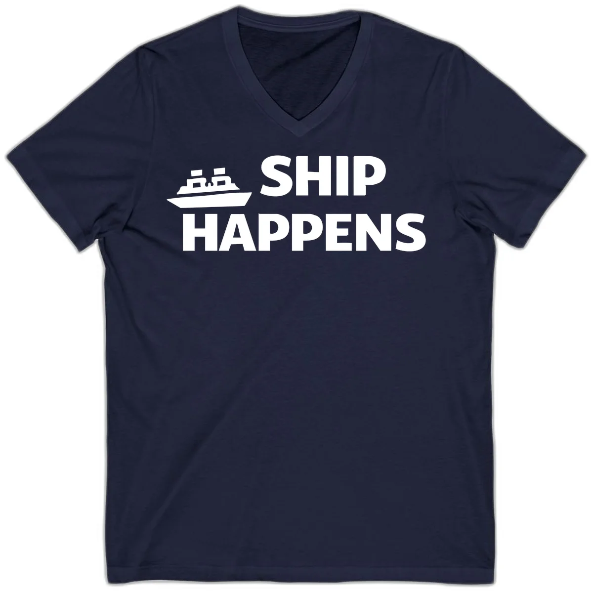 Ship Happens Cruise Nautical V-Neck in Navy