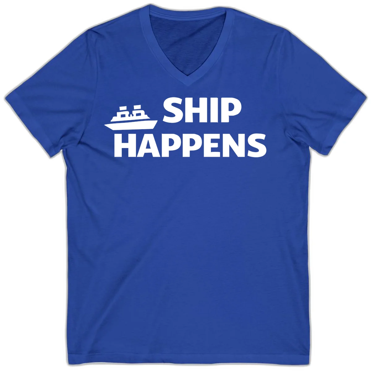 Ship Happens Cruise Nautical V-Neck in True Royal