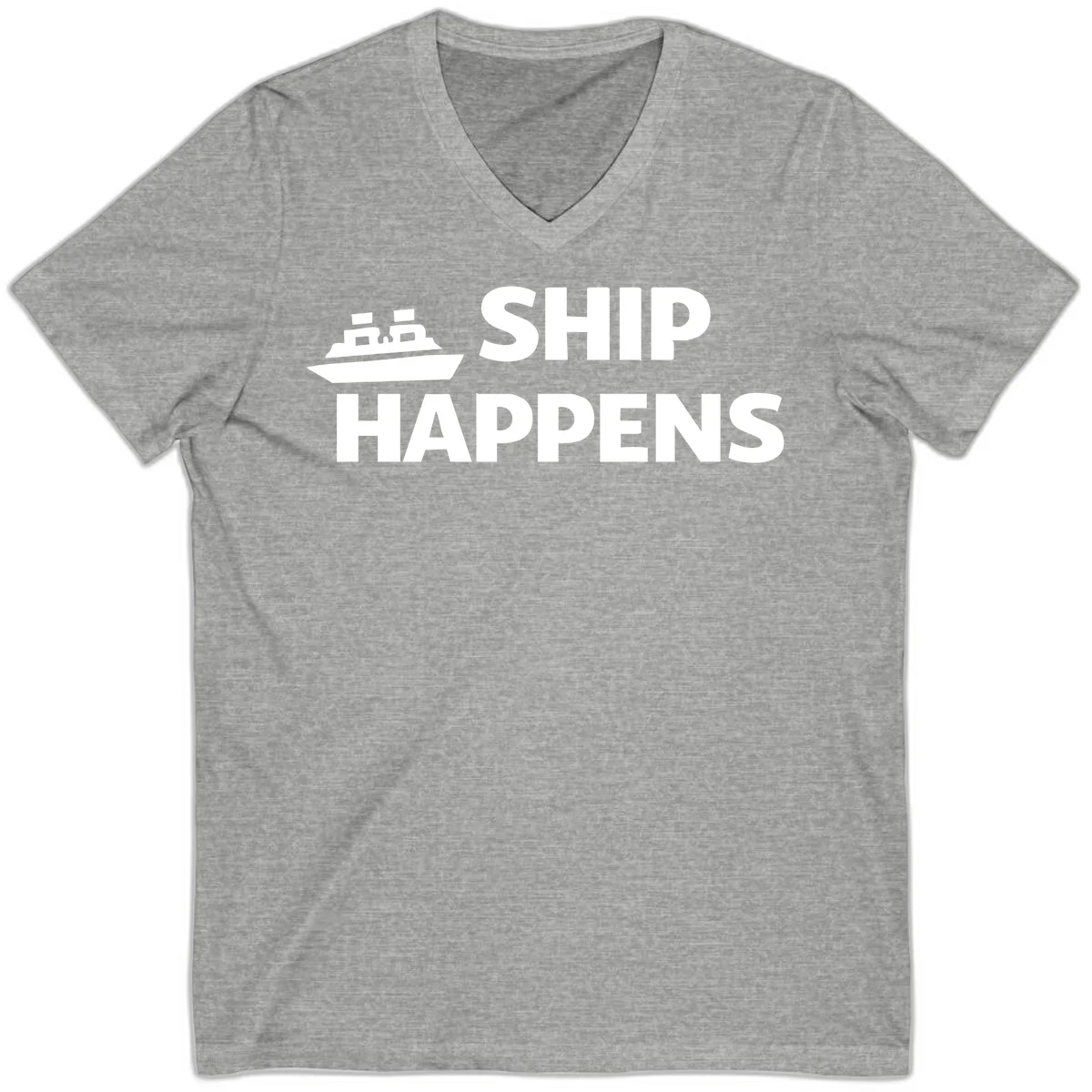 Ship Happens Cruise Nautical V-Neck in Athletic Heather