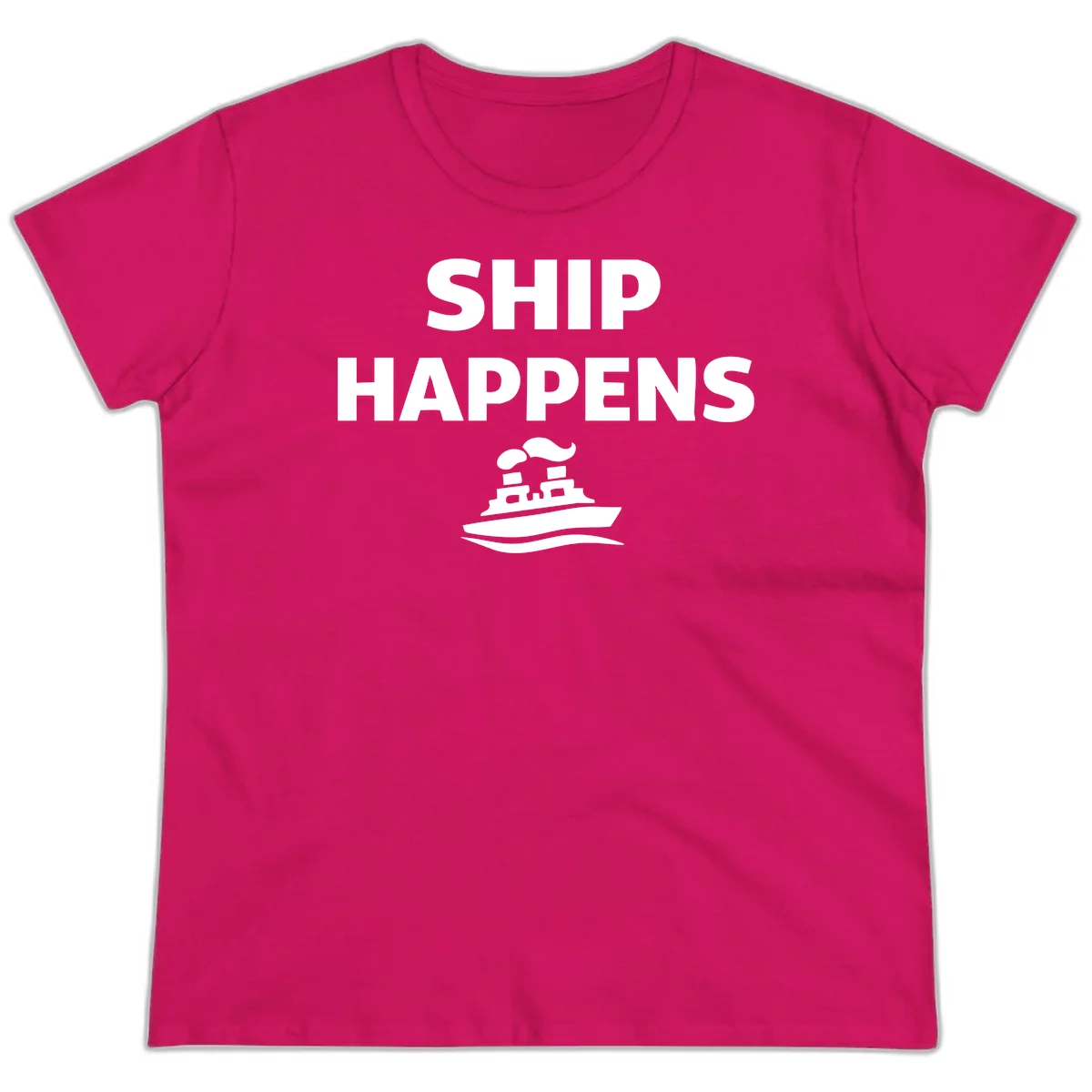 Ship Happens Ladies Tee in Heliconia