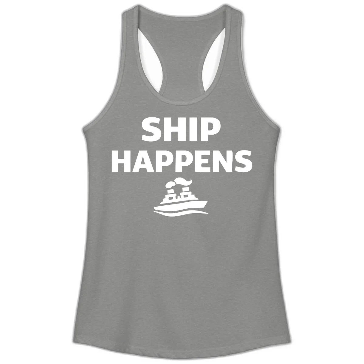 Ship Happens Ladies Tank in Heather Grey