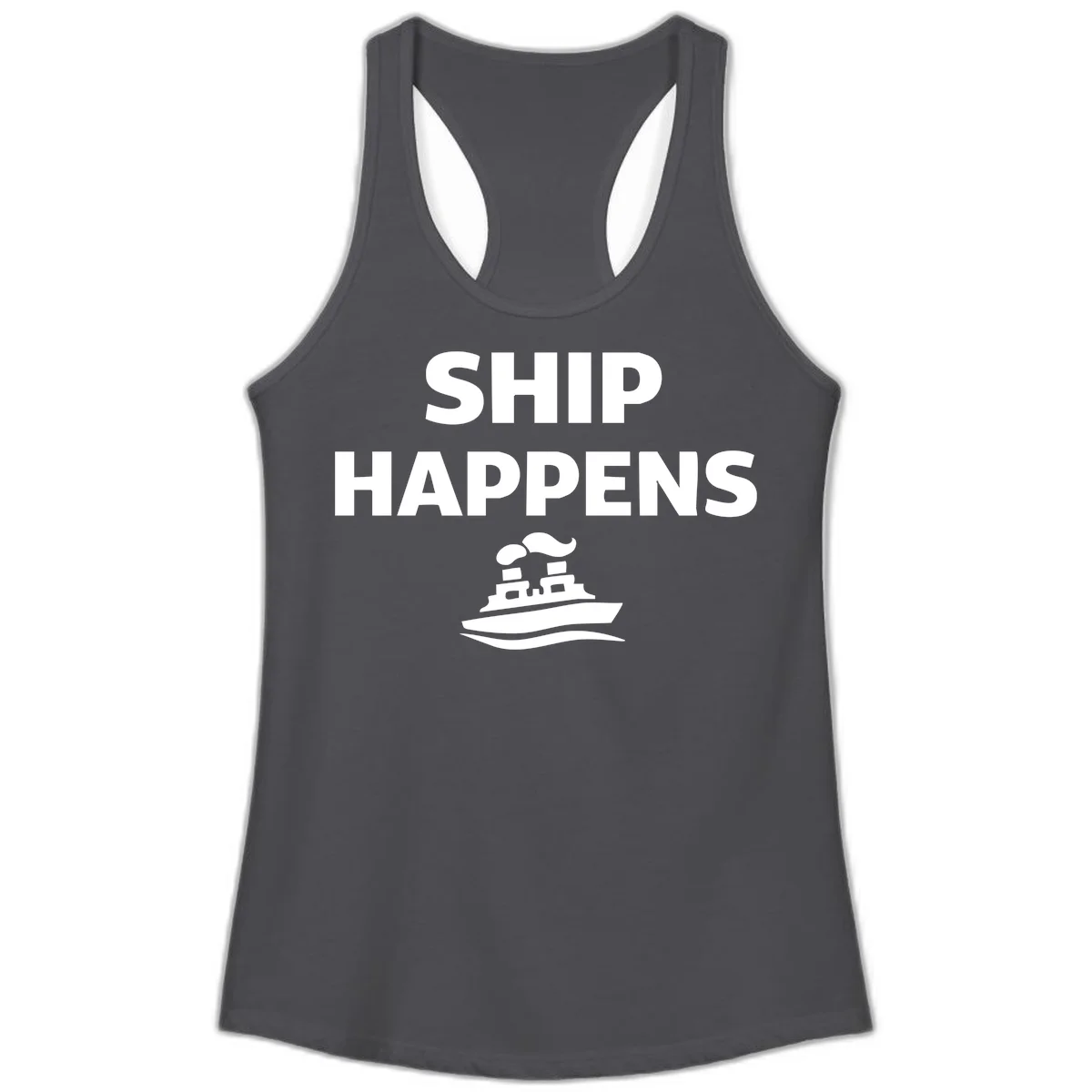 Ship Happens Ladies Tank in Solid Dark Gray