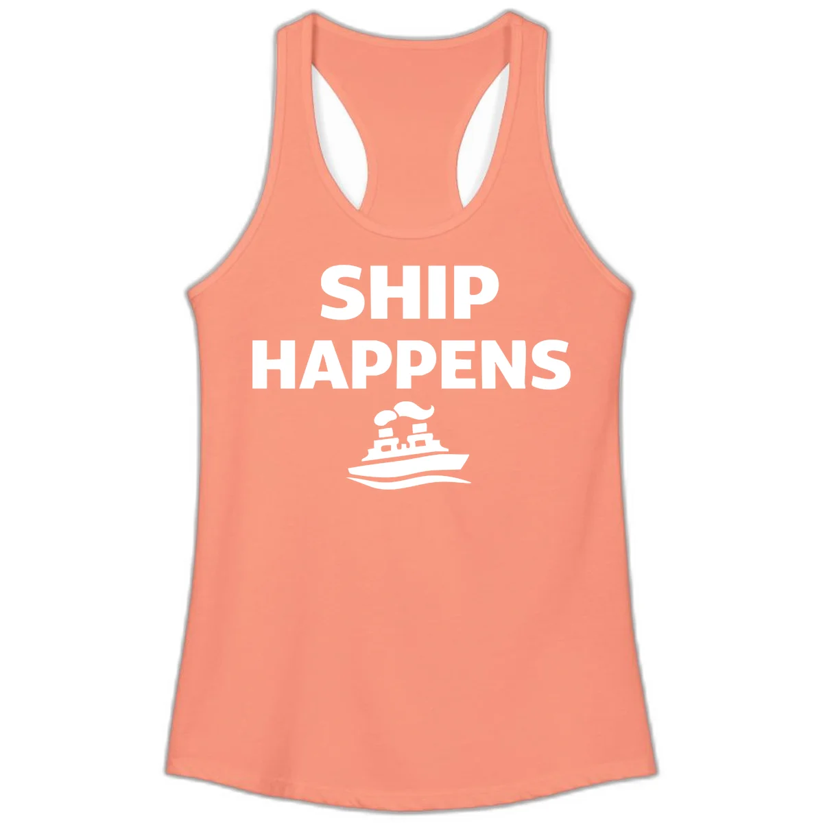Ship Happens Ladies Tank in Solid Light Orange