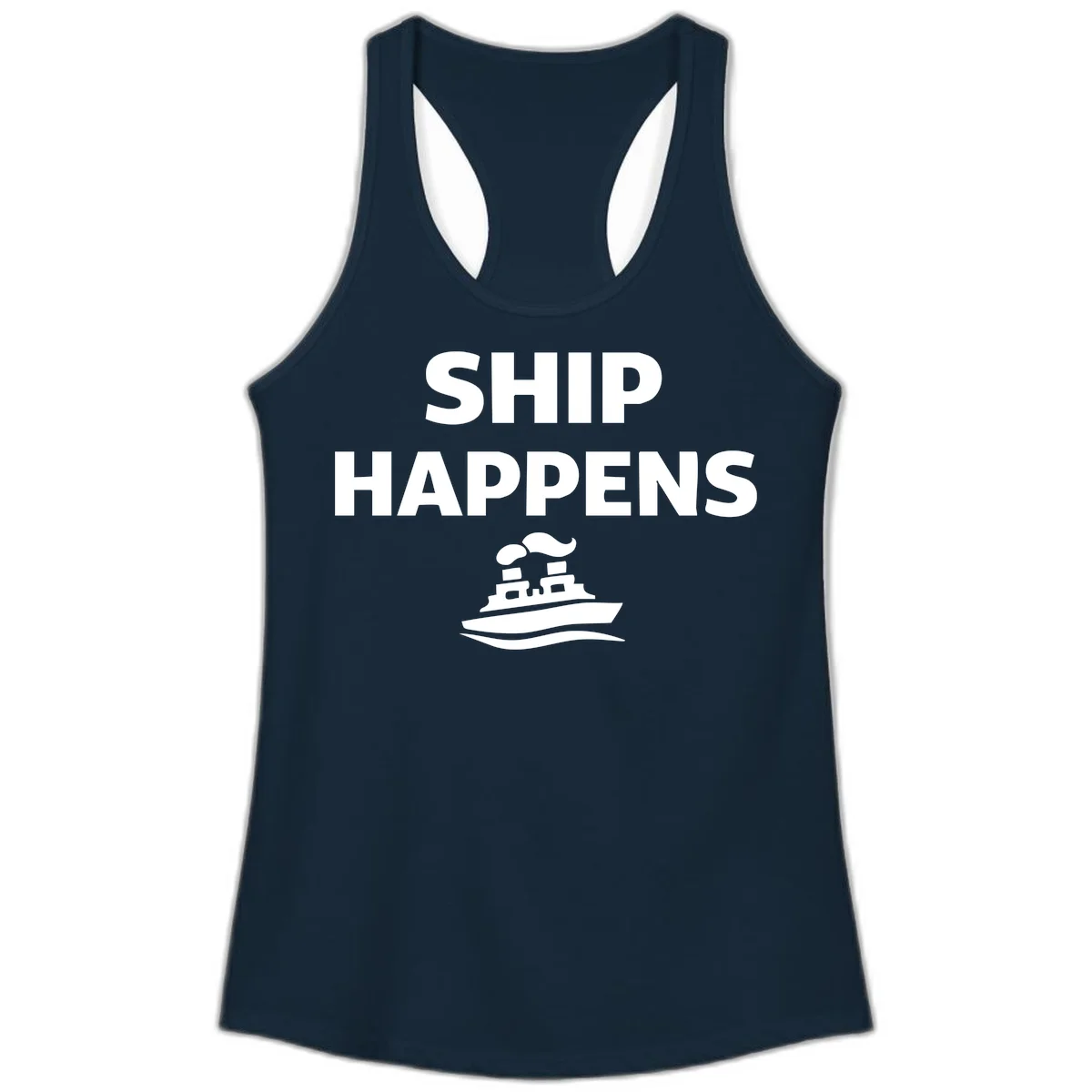 Ship Happens Ladies Tank in Solid Midnight Navy