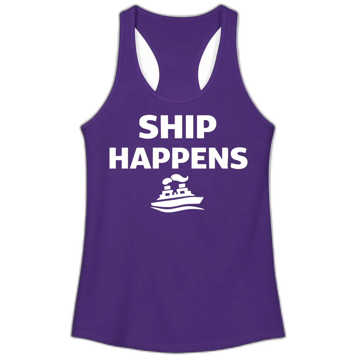 Ship Happens Ladies Tank in Solid Purple Rush