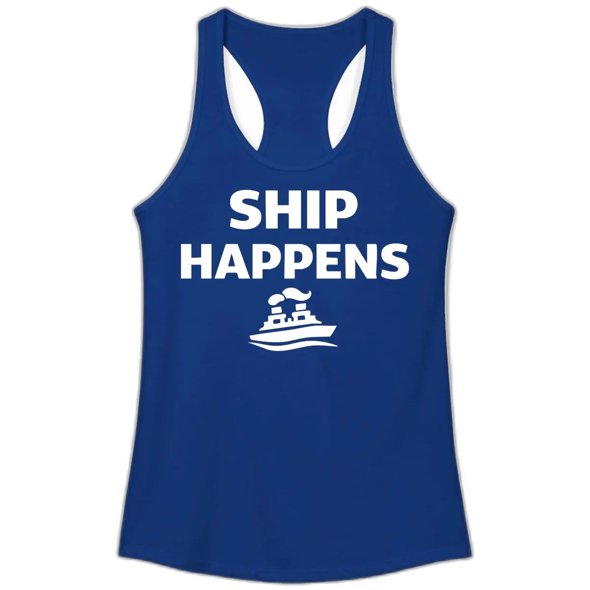 Ship Happens Ladies Tank in Solid Royal