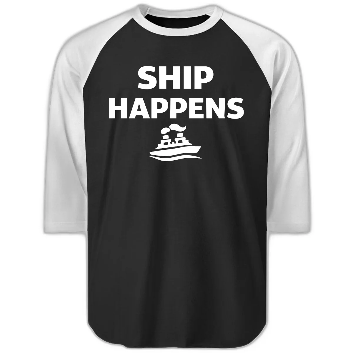 Ship Happens Raglan 3/4 in Black White
