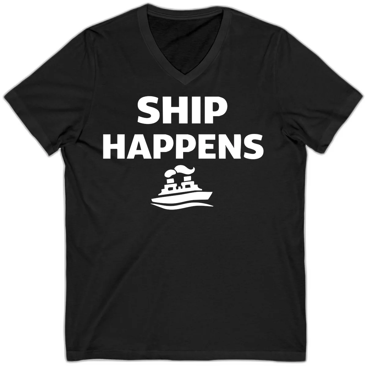 Ship Happens V-Neck in Black