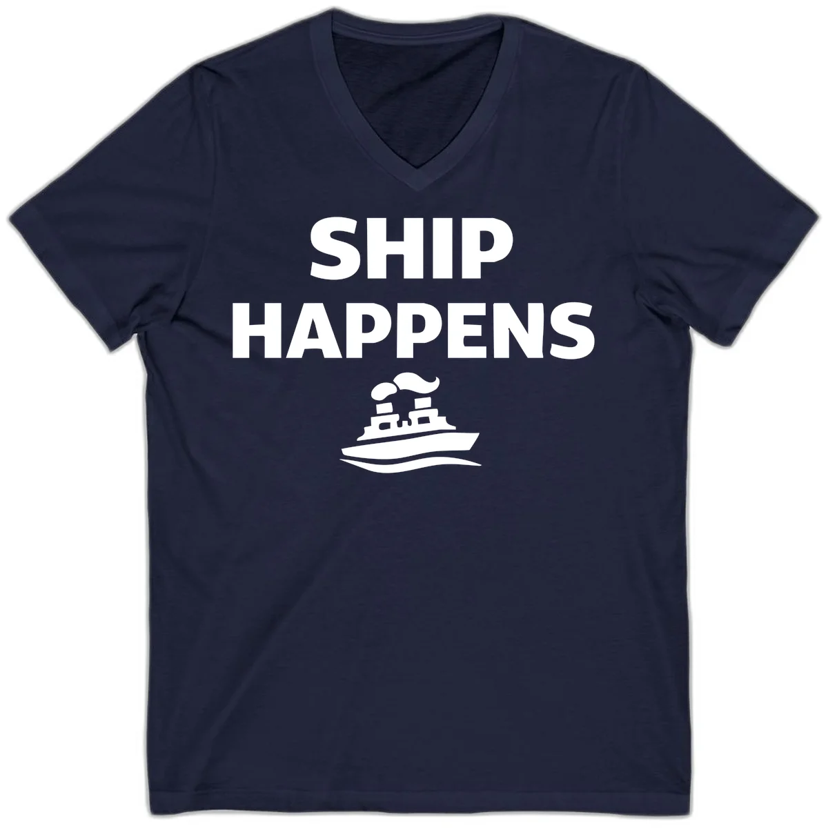 Ship Happens V-Neck in Navy