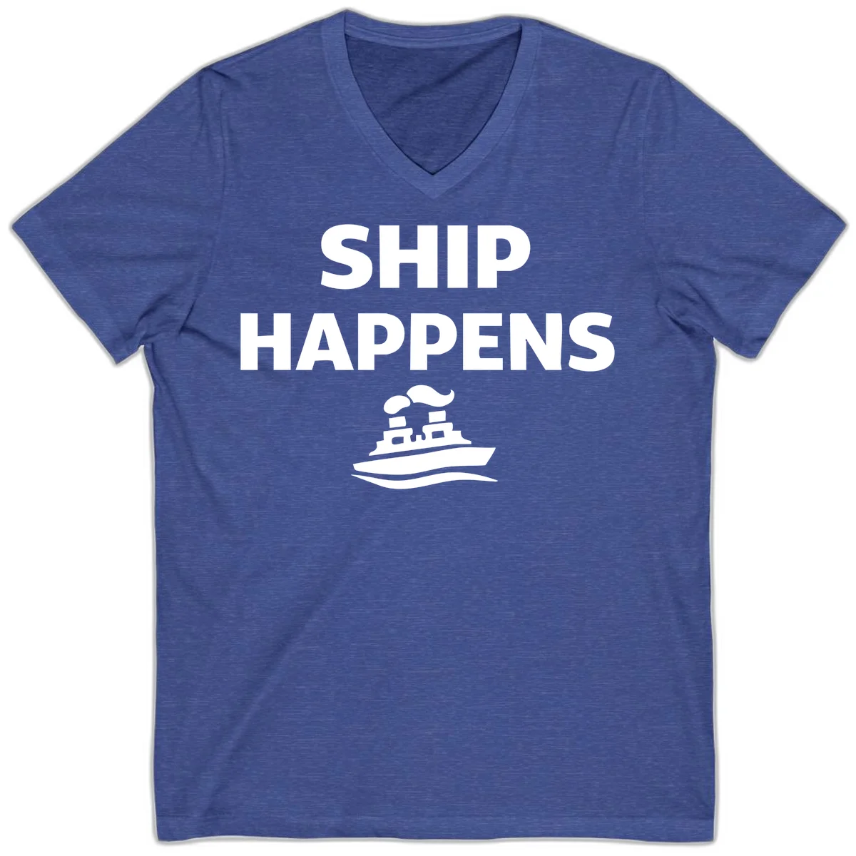 Ship Happens V-Neck in Heather True Royal