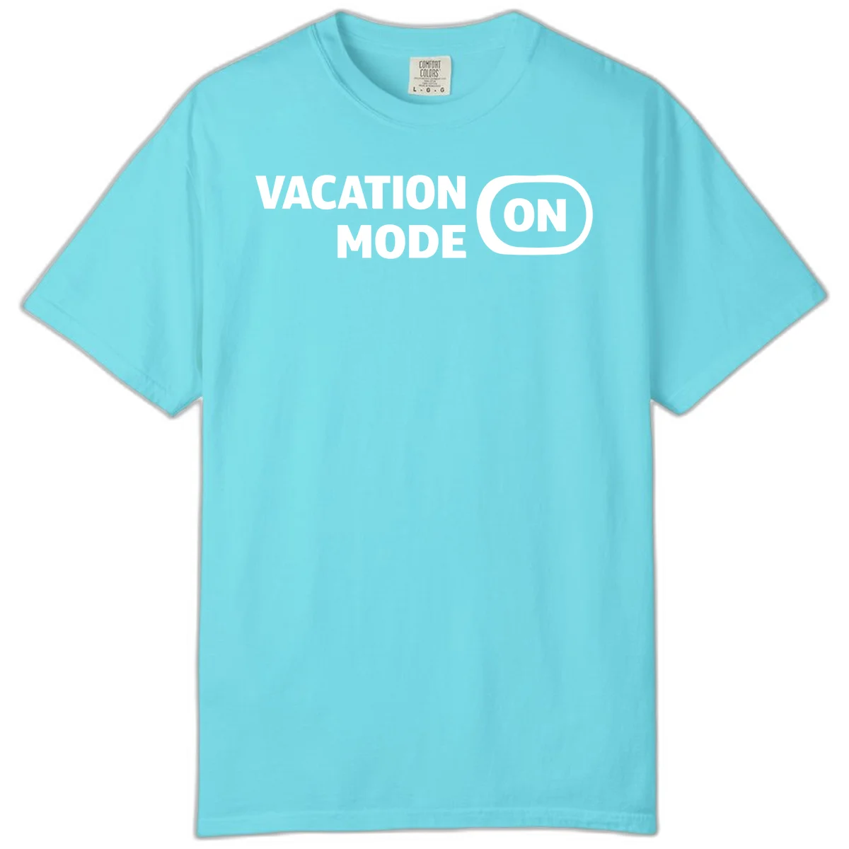 Vacation Mode On Comfort Color Tee in Lagoon Blue
