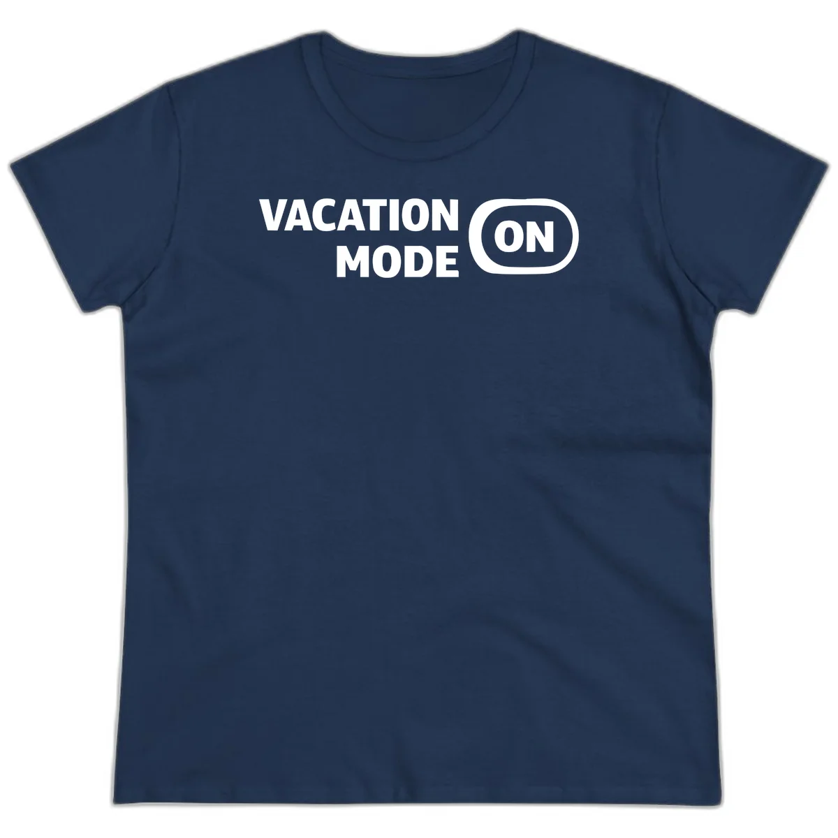 Vacation Mode On Ladies Tee in Navy