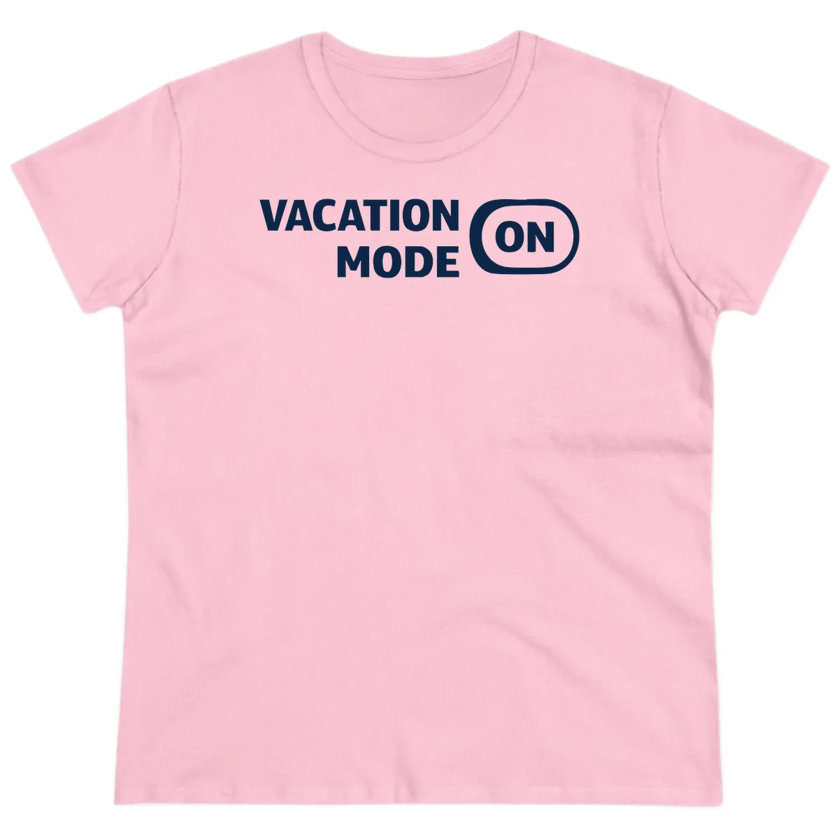 Vacation Mode On Ladies Tee in Light Pink