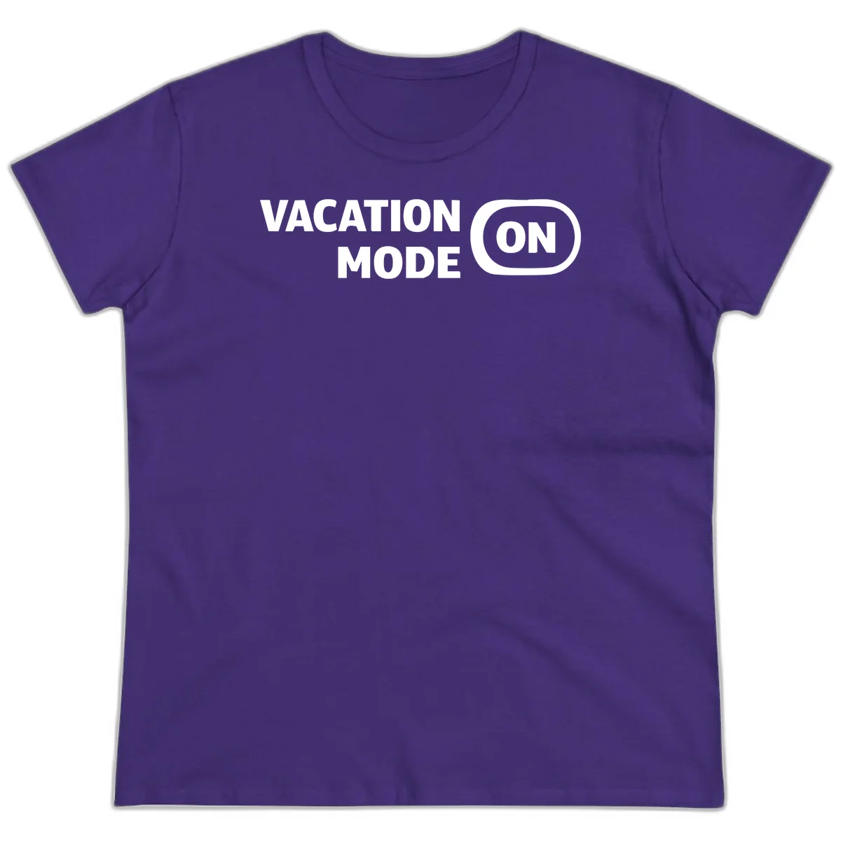 Vacation Mode On Ladies Tee in Purple