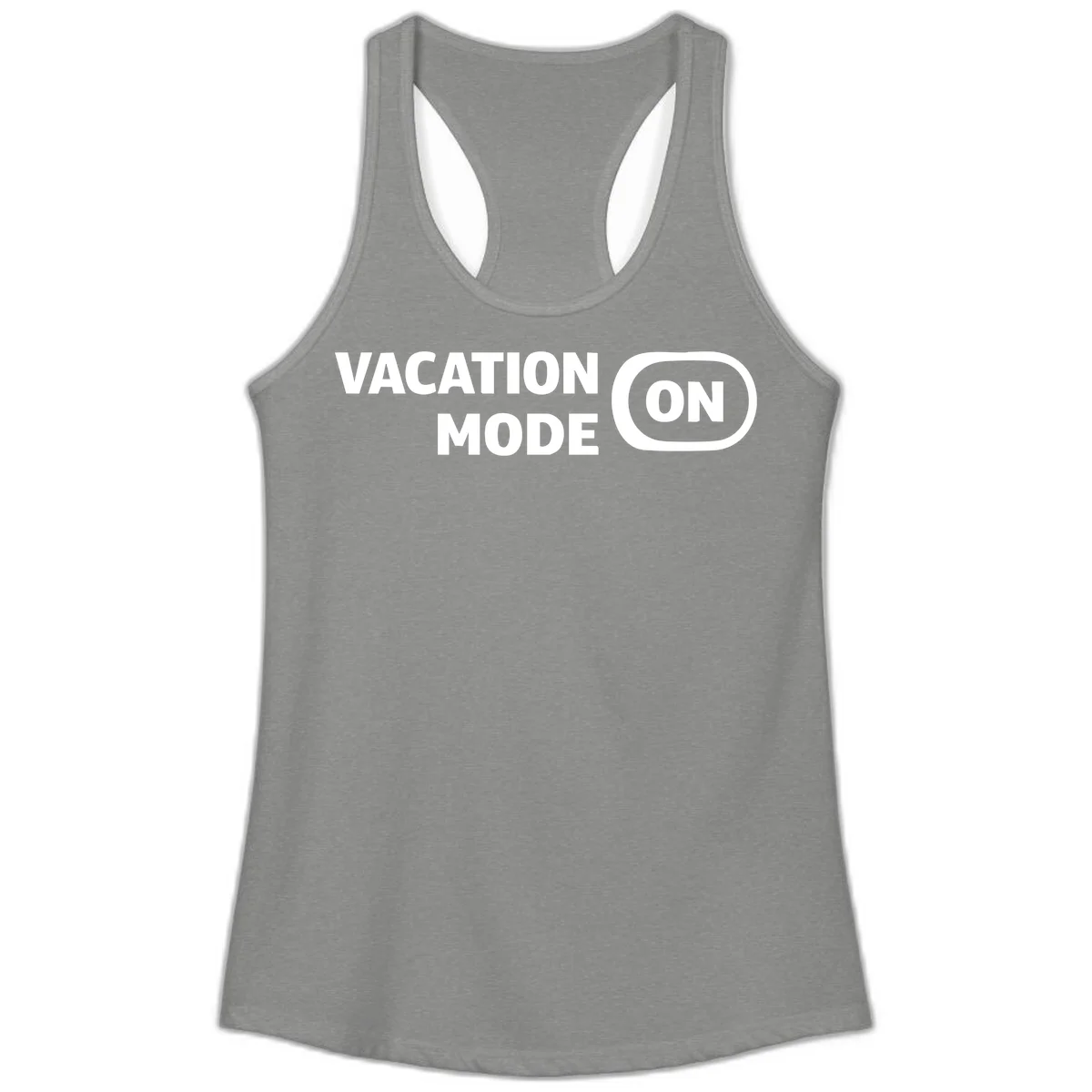 Vacation Mode On Ladies Tank Top in Heather Grey