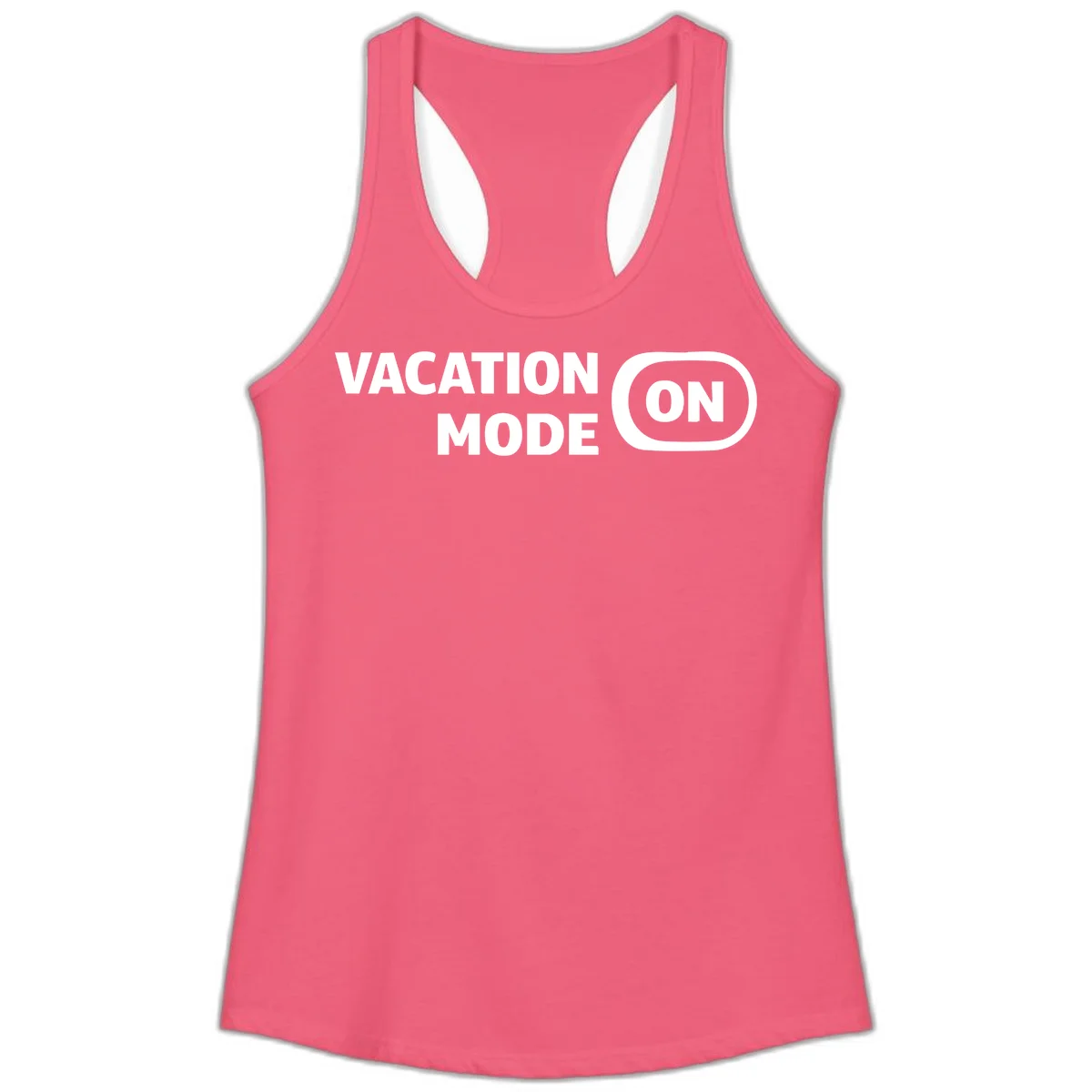 Vacation Mode On Ladies Tank Top in Hot Pink