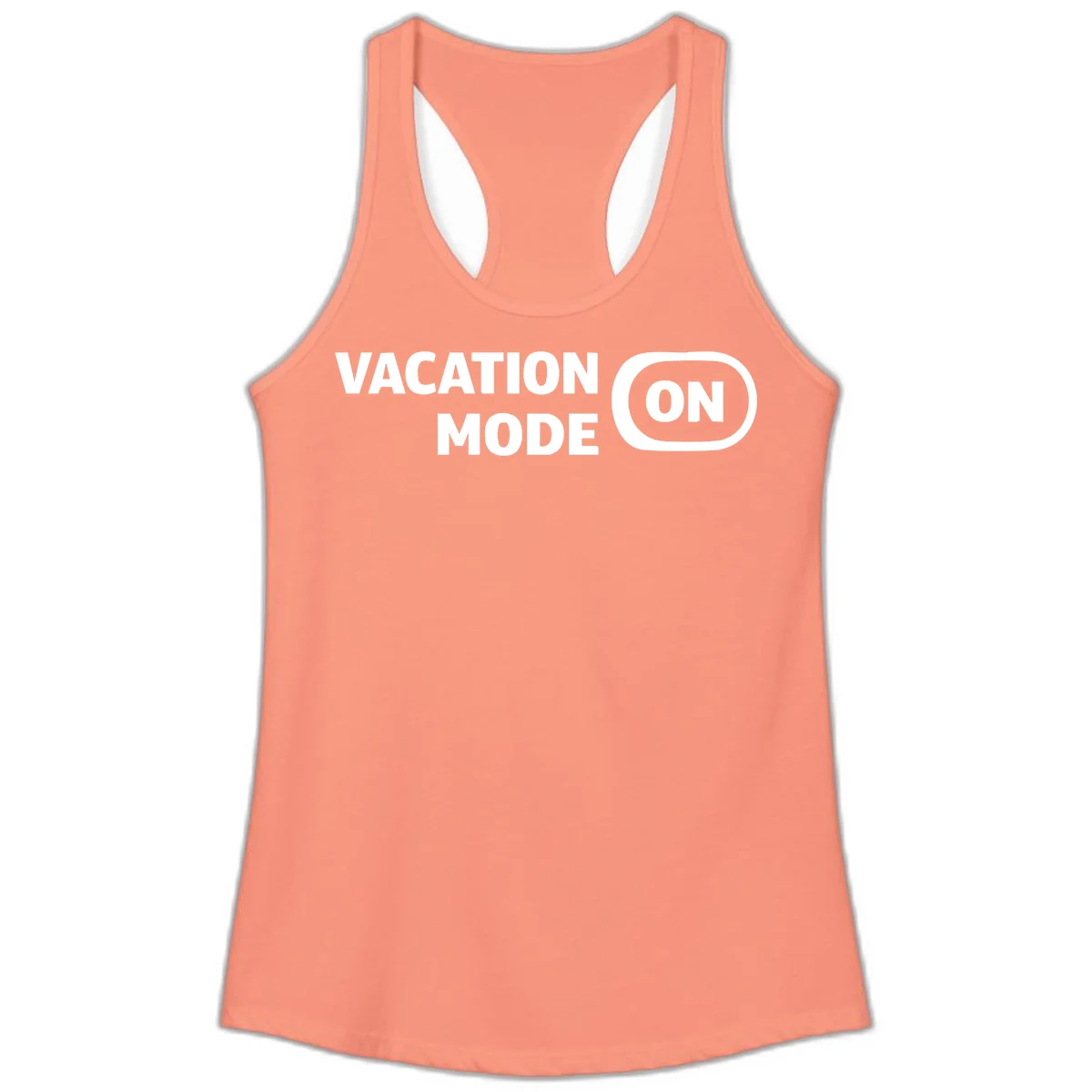 Vacation Mode On Ladies Tank Top in Solid Light Orange