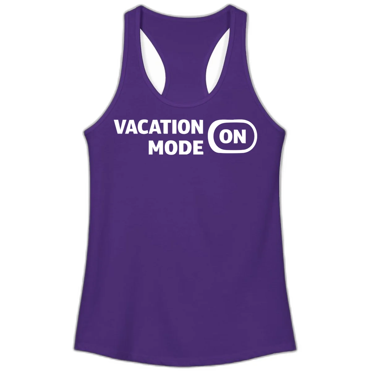 Vacation Mode On Ladies Tank Top in Solid Purple Rush