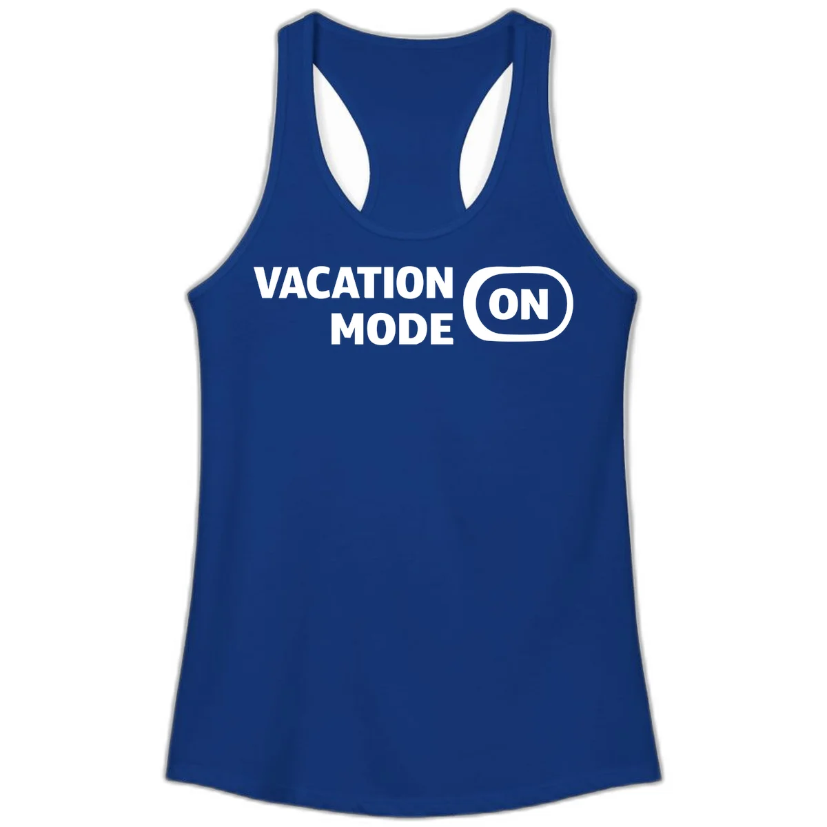 Vacation Mode On Ladies Tank Top in Solid Royal