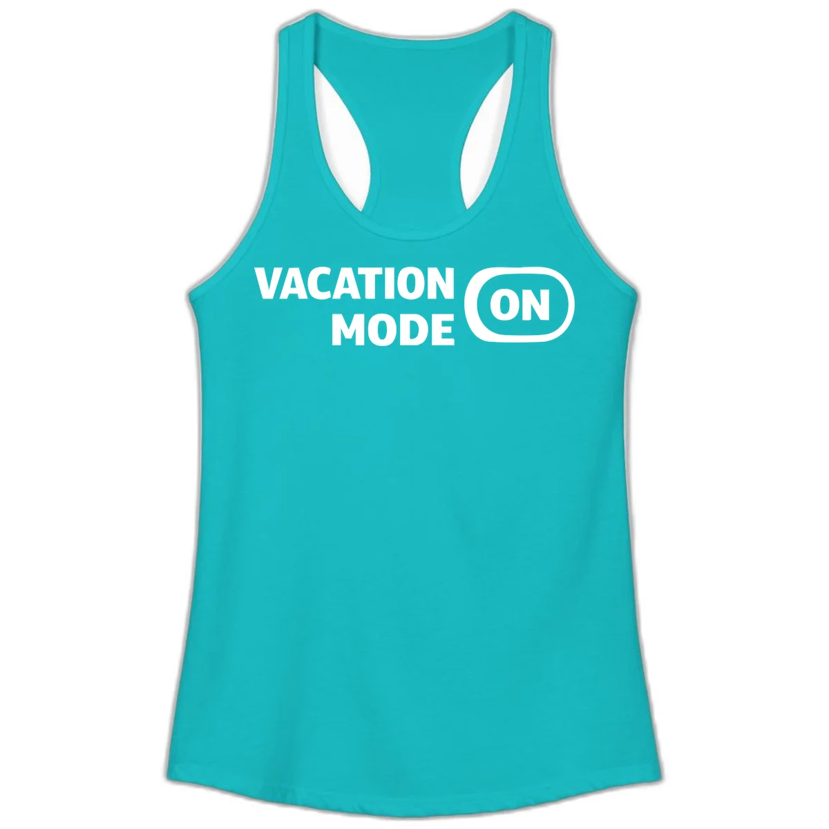 Vacation Mode On Ladies Tank Top in Tahiti Blue