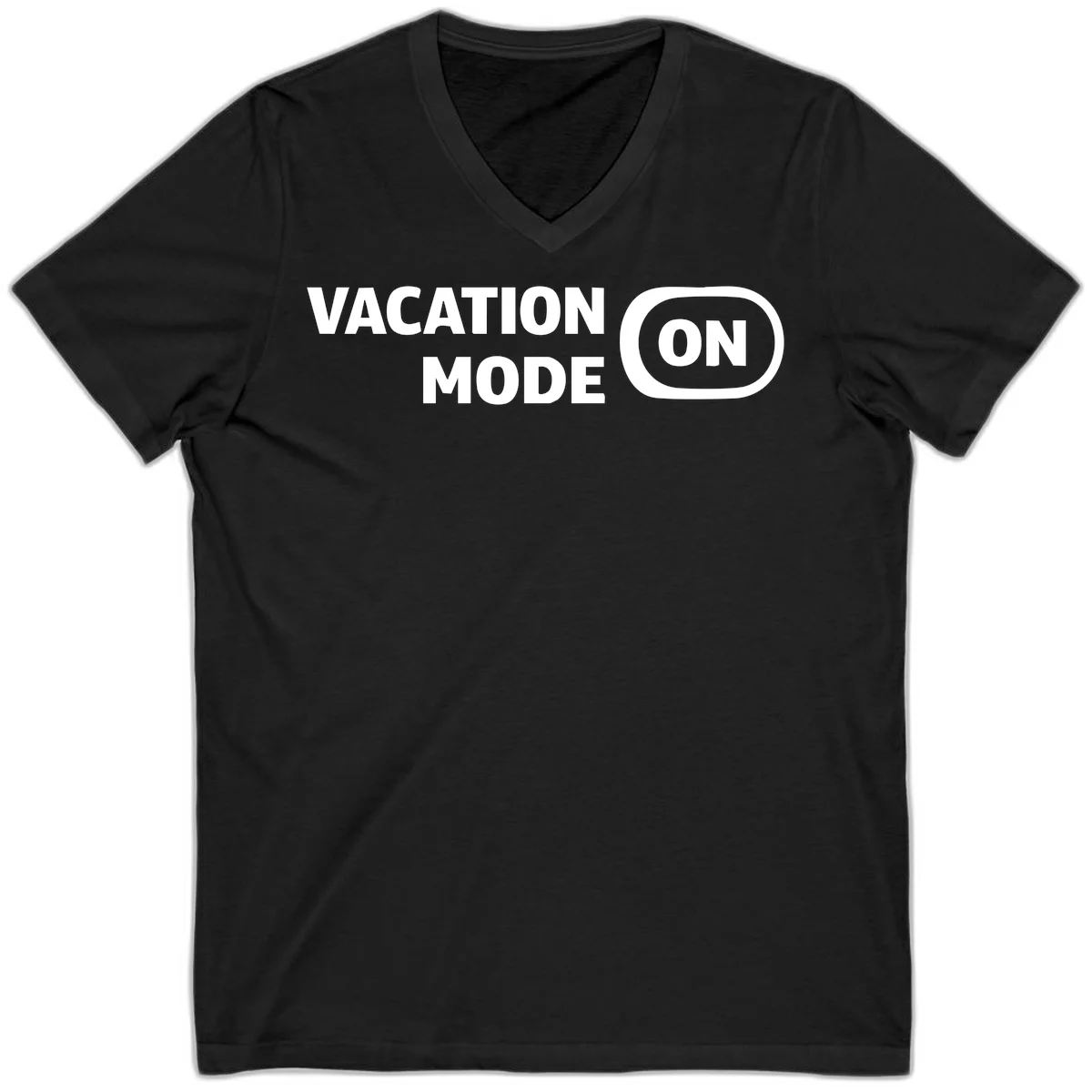 Vacation Mode On V-Neck Tee in Black