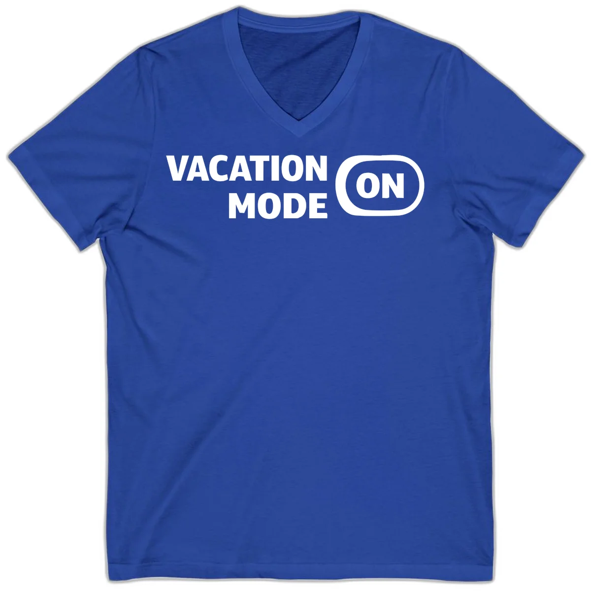 Vacation Mode On V-Neck Tee in True Royal