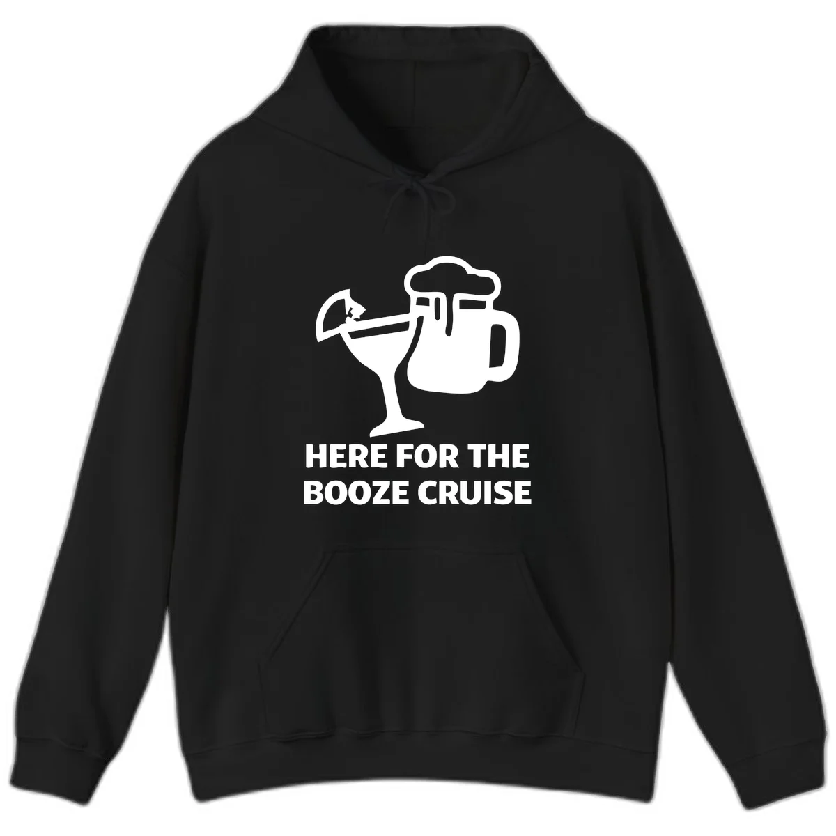 Here For The Booze Cruise Hoodie in Black