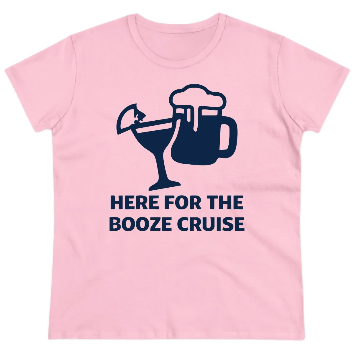 Here For The Booze Cruise Ladies Tee in Light Pink