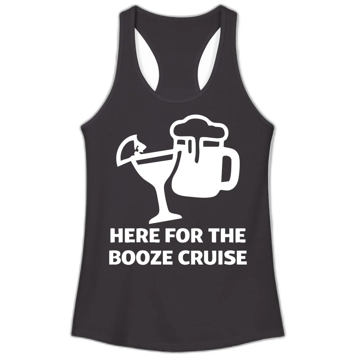 Here For The Booze Cruise Ladies Tank in Black