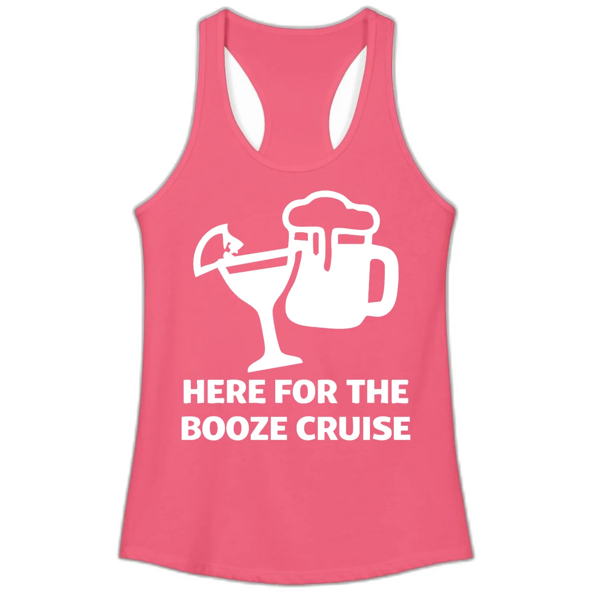 Here For The Booze Cruise Ladies Tank in Hot Pink