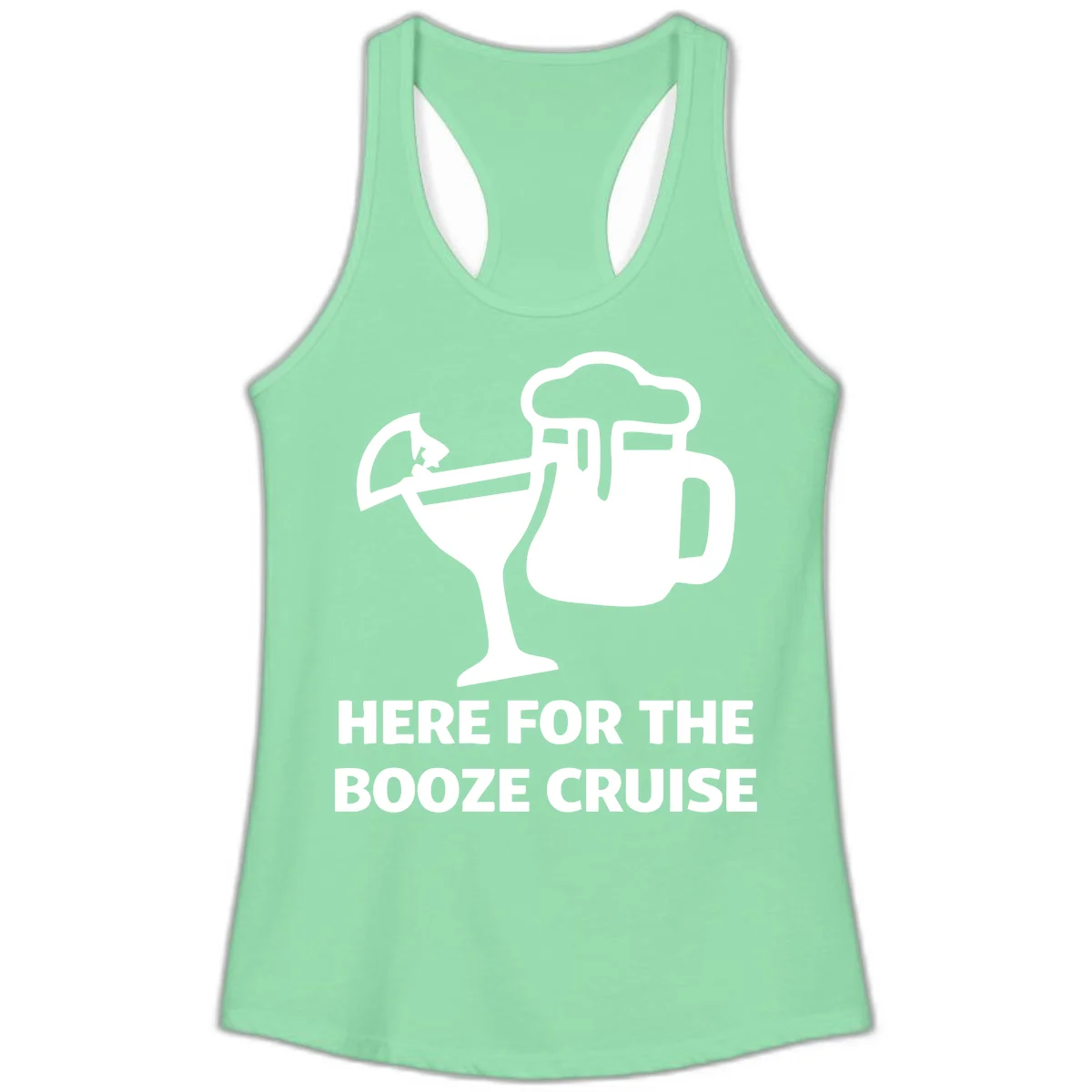 Here For The Booze Cruise Ladies Tank in Solid Mint